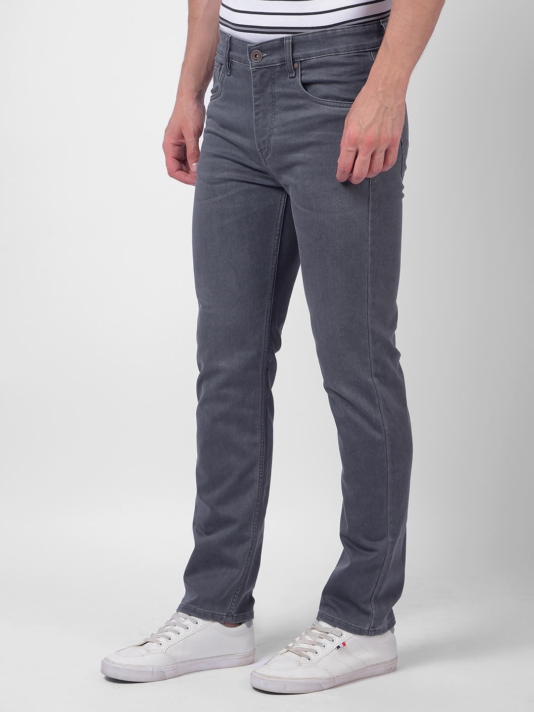 Numero Uno Men Dark Grey Slim Fit Sustainable Jeans